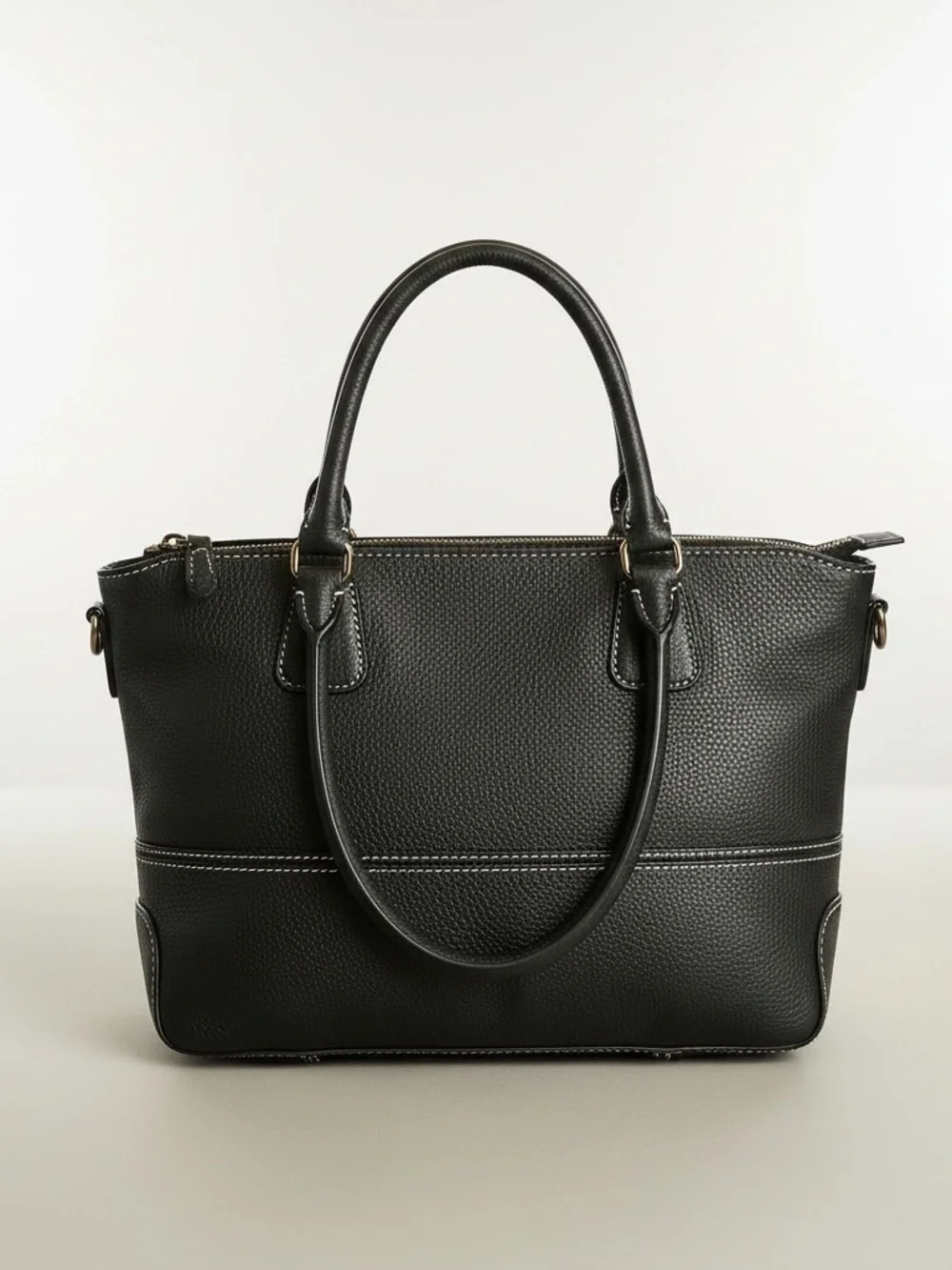 ✨ Kate Spade Black Pebbled Leather Tote Green Lining Shoulder Bag Large EUC